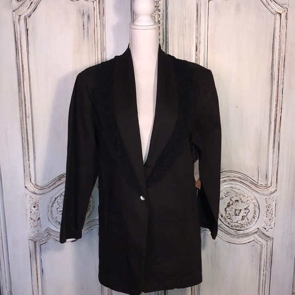 Cherokee an American Original Brown Denim Shawl Collar Boho Jacket S/S - Picture 2 of 12